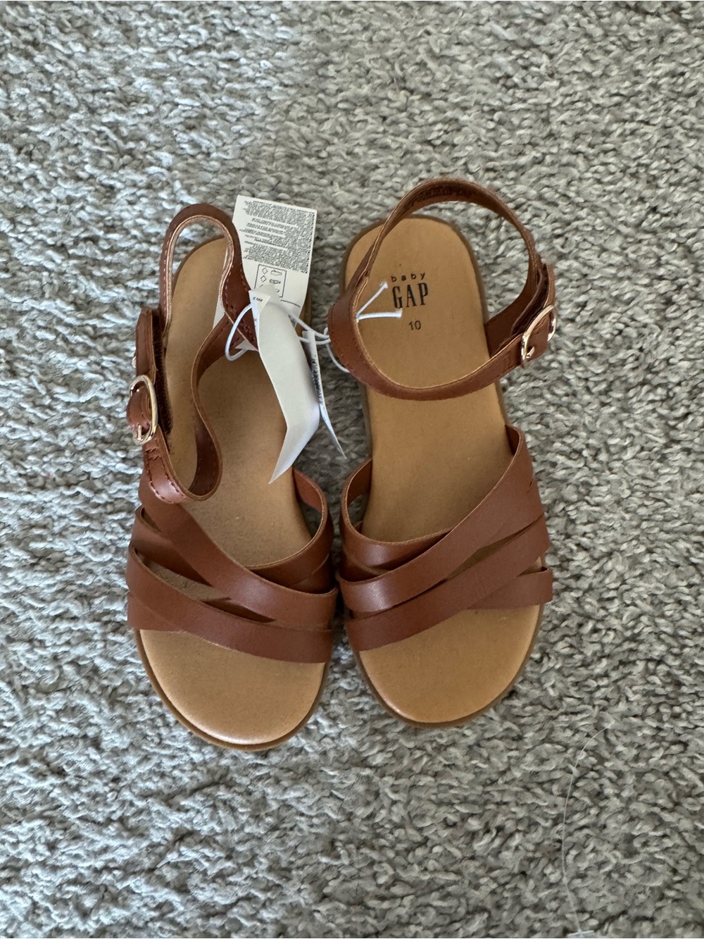 GAP Kids Tan Brown Crisscross Ankle Strap Sandals